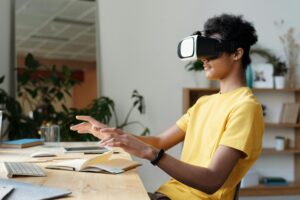 Student using Virtual reality goggles