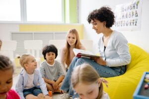 Teacher with students